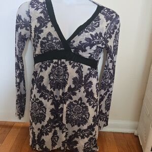 White House Black Market Black and Cream Floral Dress